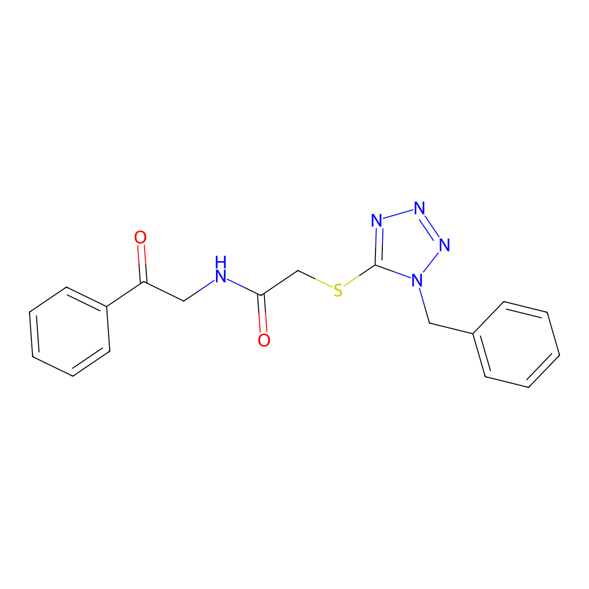 2-(1-benzyltetrazol-5-yl)sulfanyl-N-phenacylacetamide molecular structure, CAS 352330-03-1