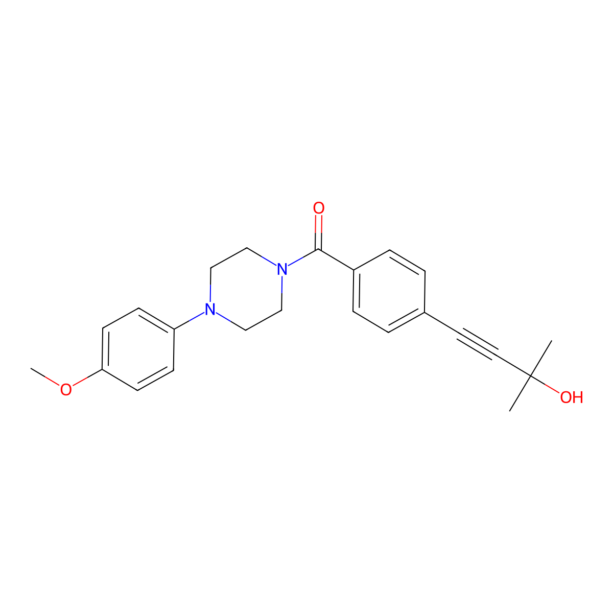 [4-(3-Hydroxy-3-methyl-1-butyn-1-yl)phenyl][4-(4-methoxyphenyl)-1-piperazinyl]methanone molecular structure, CAS 352330-23-5