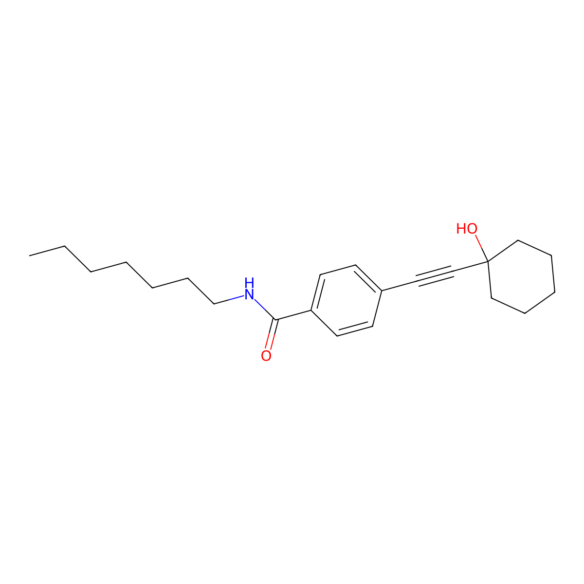 n-Heptyl-4-[(1-hydroxycyclohexyl)ethynyl]benzamide molecular structure, CAS 352330-24-6