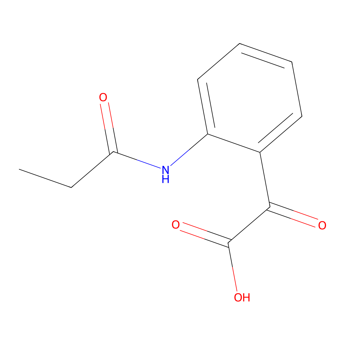 alpha-Oxo-2-[(1-oxopropyl)amino]benzeneacetic acid molecular structure, CAS 352330-52-0