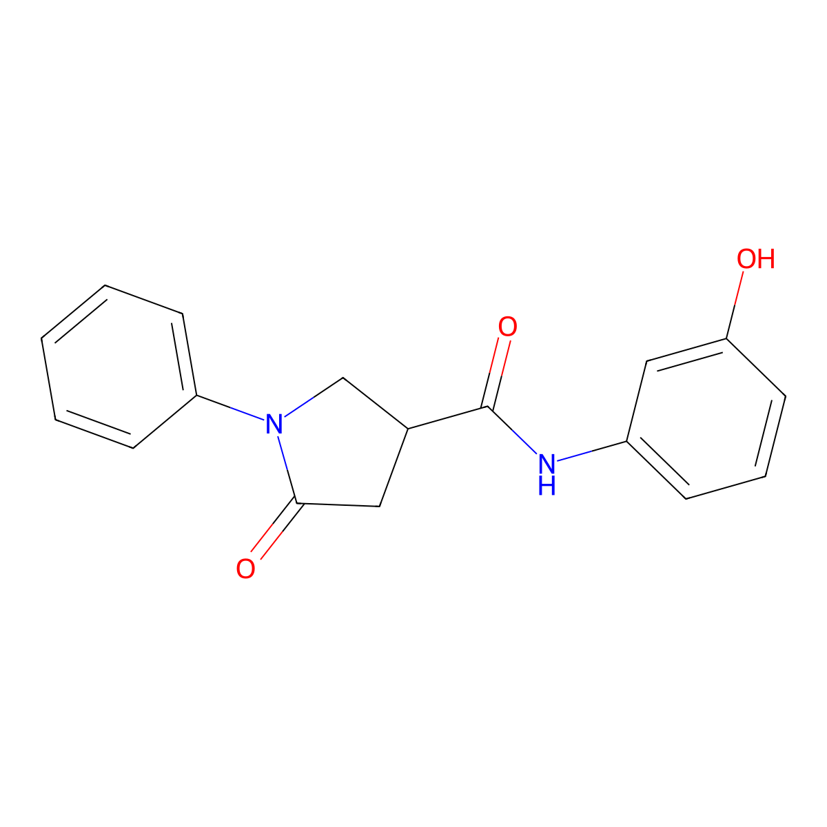 N-(3-hydroxyphenyl)-5-oxo-1-phenylpyrrolidine-3-carboxamide molecular structure, CAS 352330-53-1