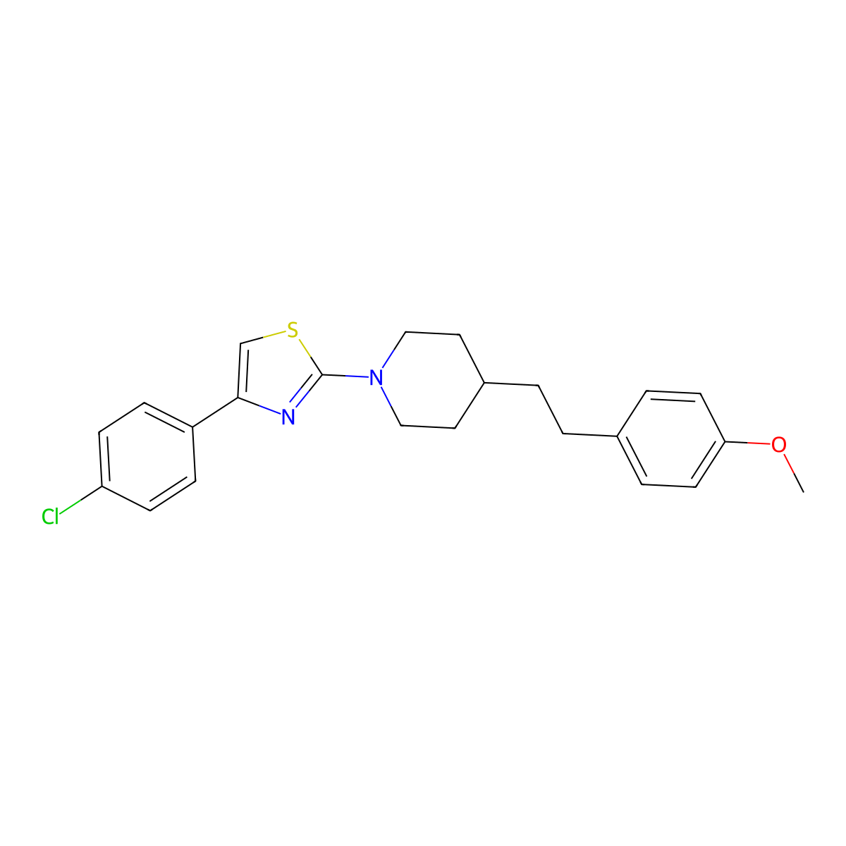 1-[4-(4-Chlorophenyl)-2-thiazolyl]-4-[2-(4-methoxyphenyl)ethyl]piperidine molecular structure, CAS 352330-54-2