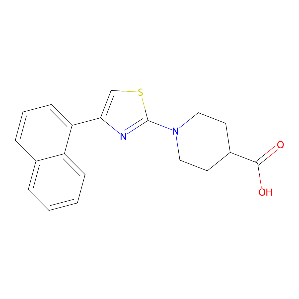 Piperidine-4-carboxylic acid, 1-[4-(1-naphthyl)-2-thiazolyl]- molecular structure, CAS 352330-57-5