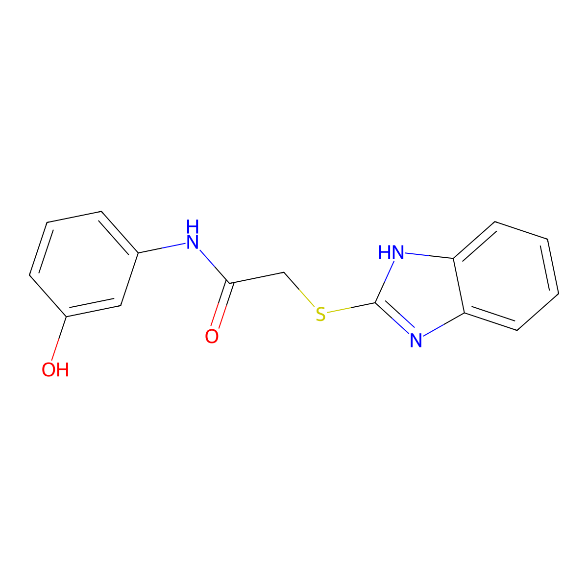 2-(1H-benzimidazol-2-ylthio)-N-(3-hydroxyphenyl)acetamide molecular structure, CAS 352330-59-7