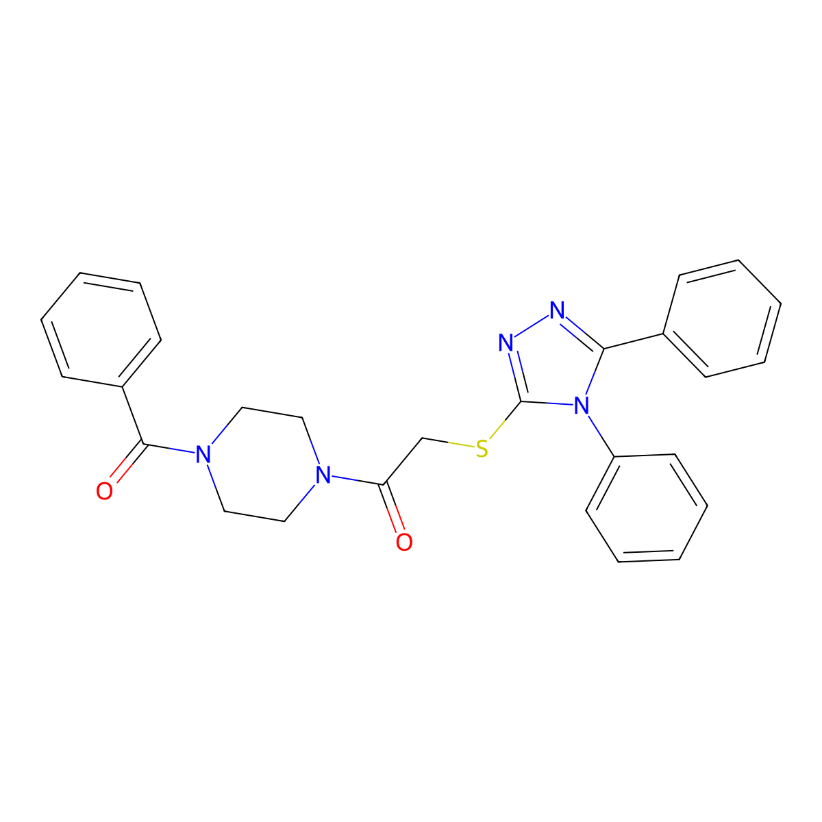1-(4-Benzoylpiperazin-1-yl)-2-[(4,5-diphenyl-1,2,4-triazol-3-yl)sulfanyl]ethanone molecular structure, CAS 352330-77-9