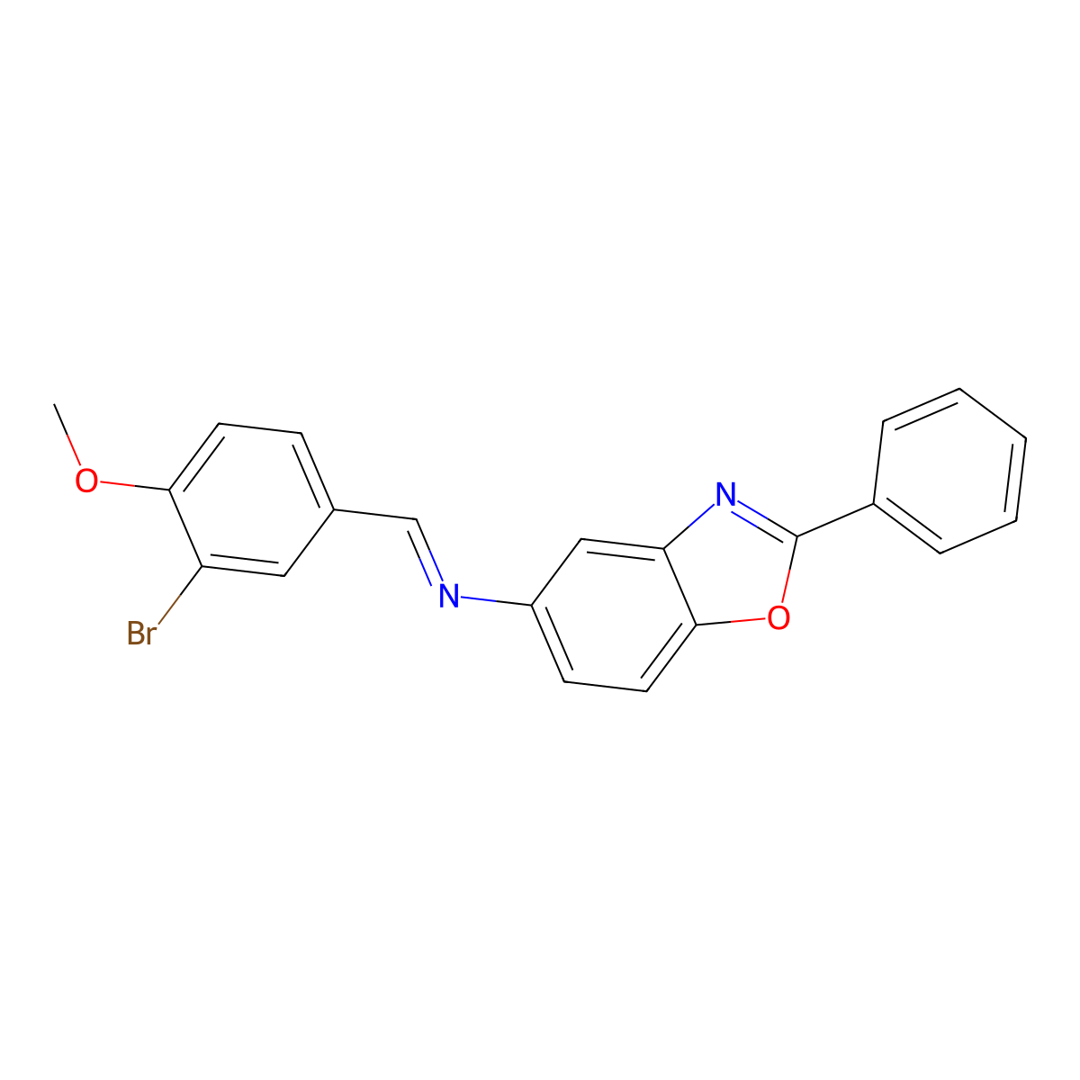 N-(3-bromo-4-methoxybenzylidene)-N-(2-phenyl-1,3-benzoxazol-5-yl)amine molecular structure, CAS 352332-56-0