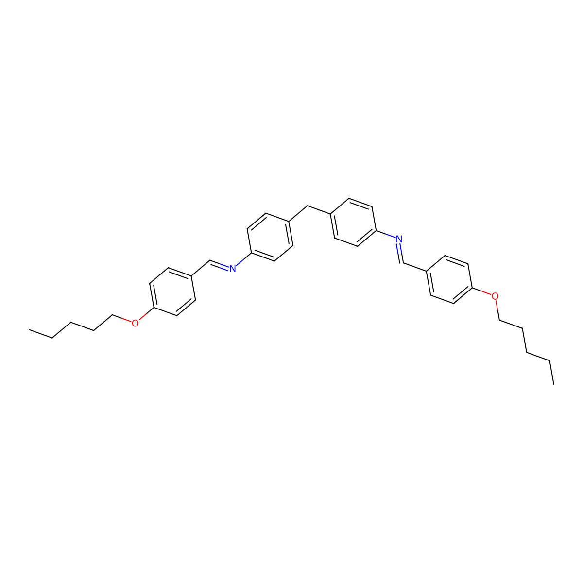 N-[4-(pentyloxy)benzylidene]-N-[4-(4-{[4-(pentyloxy)benzylidene]amino}benzyl)phenyl]amine molecular structure, CAS 352332-90-2
