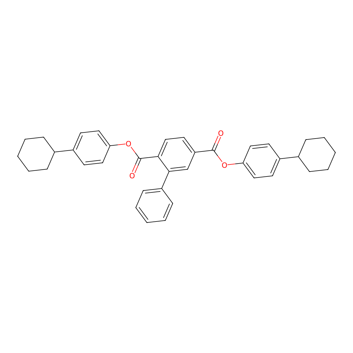 Bis(4-cyclohexylphenyl) biphenyl-2,5-dicarboxylate molecular structure, CAS 352334-48-6