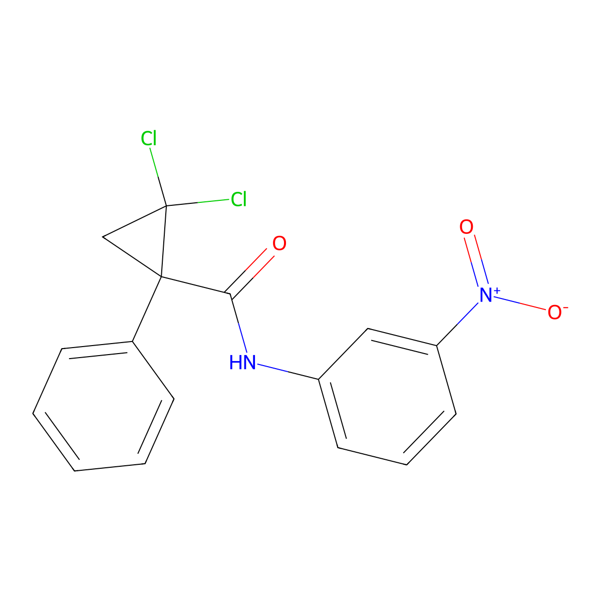2,2-dichloro-N-(3-nitrophenyl)-1-phenylcyclopropane-1-carboxamide molecular structure, CAS 352337-37-2