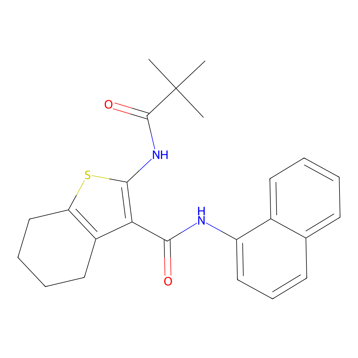 2-[(2,2-dimethylpropanoyl)amino]-N-(1-naphthyl)-4,5,6,7-tetrahydro-1-benzothiophene-3-carboxamide molecular structure, CAS 352340-01-3