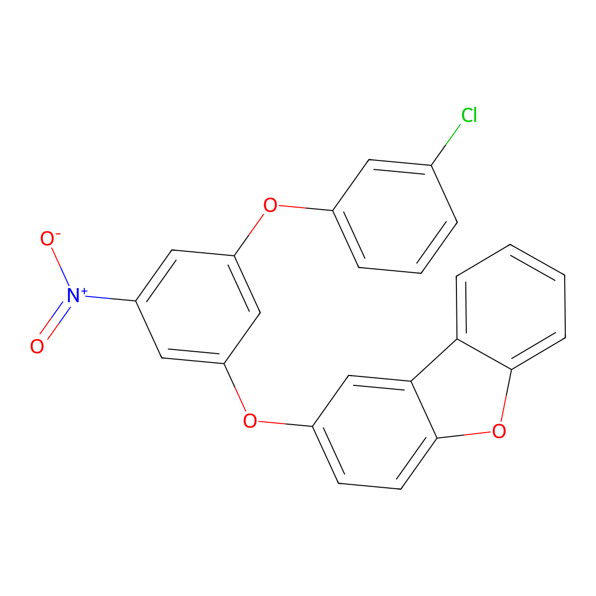2-[3-(3-Chlorophenoxy)-5-nitrophenoxy]dibenzofuran molecular structure, CAS 352340-09-1