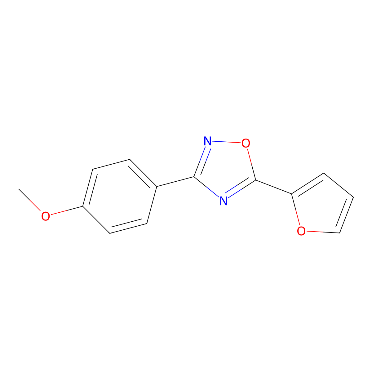 5-(Furan-2-yl)-3-(4-methoxyphenyl)-1,2,4-oxadiazole molecular structure, CAS 352340-18-2