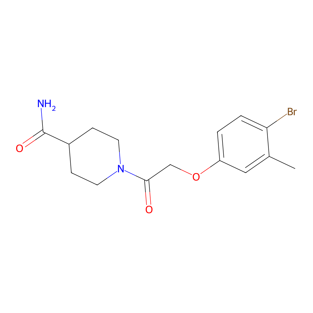 1-[2-(4-Bromo-3-methylphenoxy)acetyl]piperidine-4-carboxamide molecular structure, CAS 352340-22-8