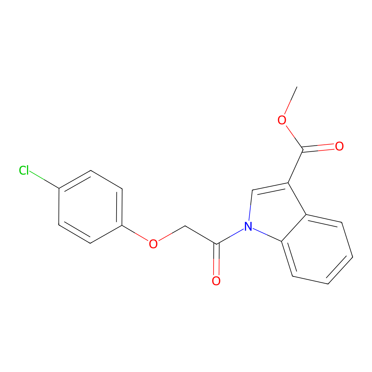 Methyl 1-(2-(4-chlorophenoxy)acetyl)-1H-indole-3-carboxylate molecular structure, CAS 352340-29-5