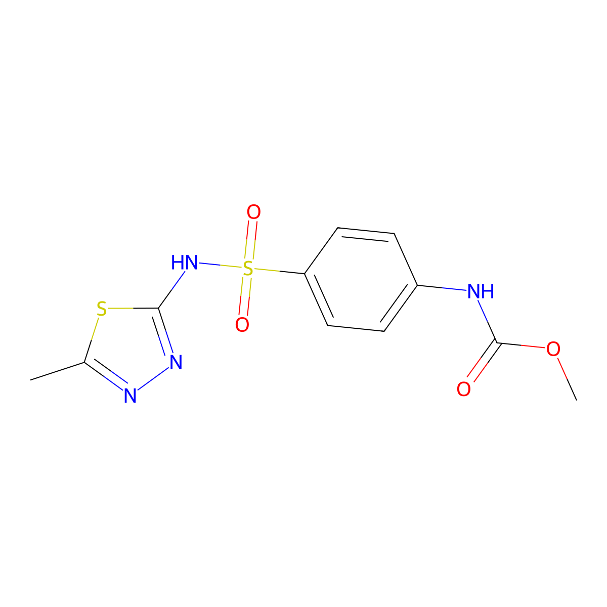 methyl (4-(N-(5-methyl-1,3,4-thiadiazol-2-yl)sulfamoyl)phenyl)carbamate molecular structure, CAS 352340-62-6