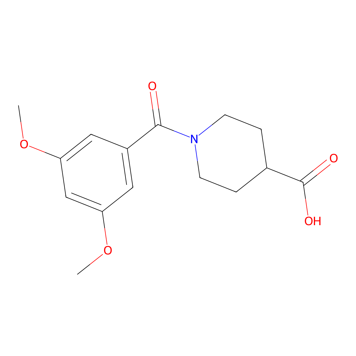 1-(3,5-dimethoxybenzoyl)piperidine-4-carboxylic Acid molecular structure, CAS 352340-66-0