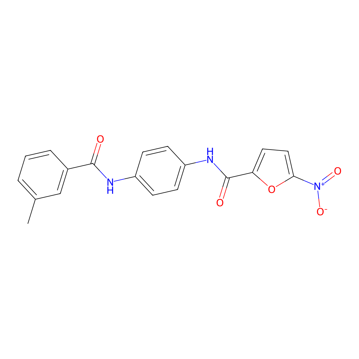 N-[4-[(3-methylbenzoyl)amino]phenyl]-5-nitrofuran-2-carboxamide molecular structure, CAS 352341-77-6