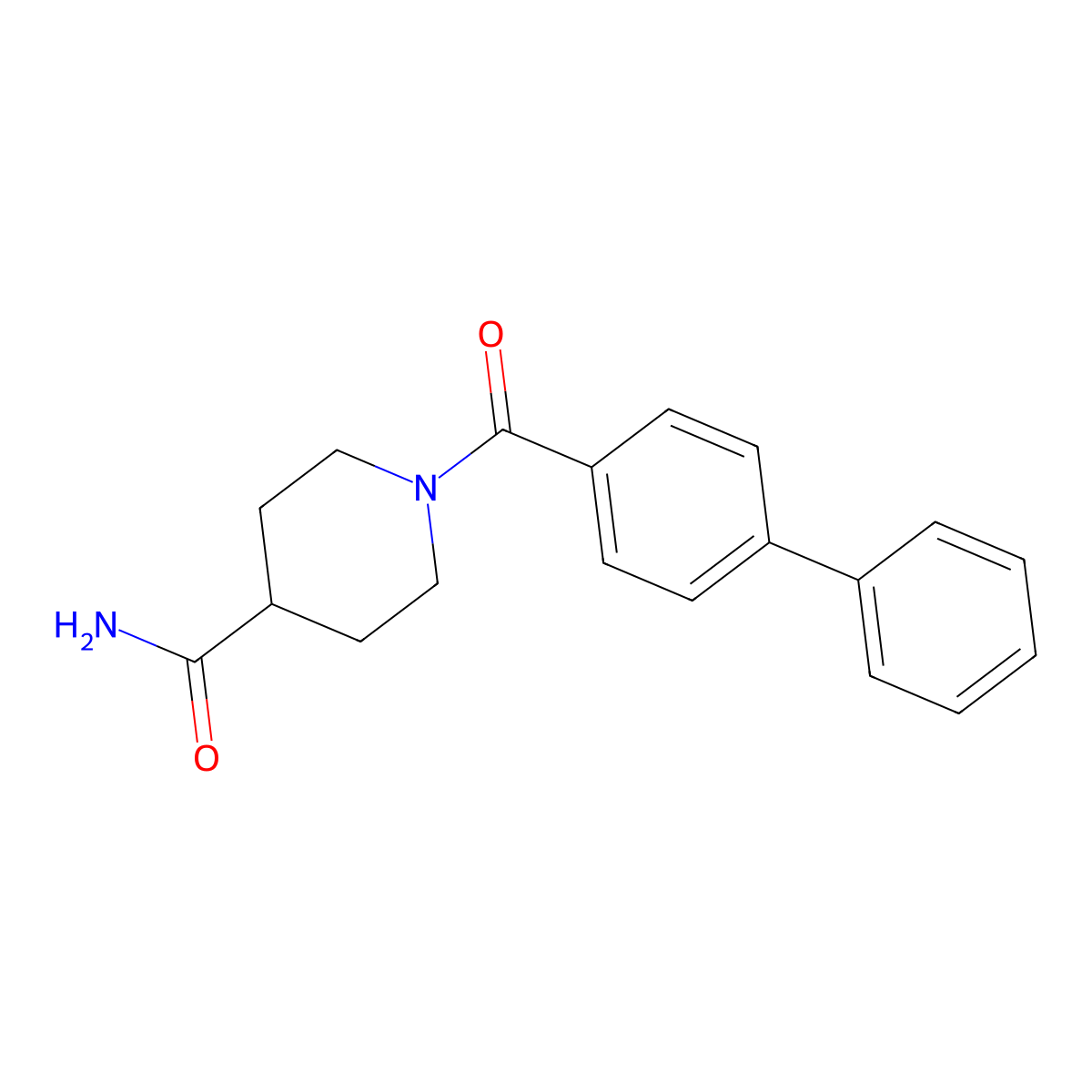 1-(Biphenyl-4-ylcarbonyl)piperidine-4-carboxamide molecular structure, CAS 352342-89-3