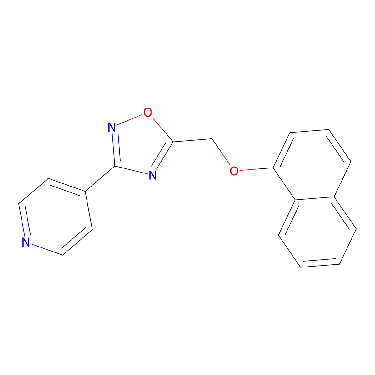 5-(Naphthalen-1-yloxymethyl)-3-pyridin-4-yl-1,2,4-oxadiazole molecular structure, CAS 352343-42-1
