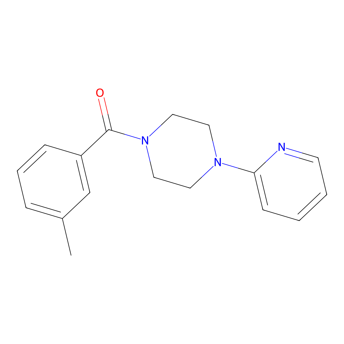 (3-Methylphenyl)-(4-pyridin-2-ylpiperazin-1-yl)methanone molecular structure, CAS 352343-50-1
