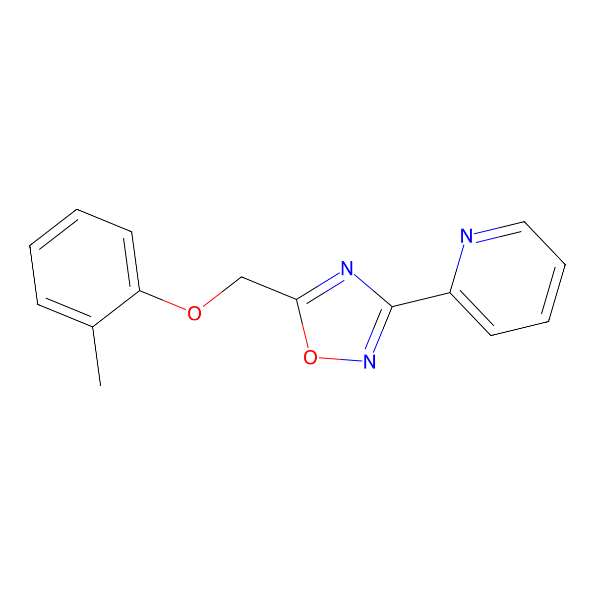 2-{5-[(2-Methylphenoxy)methyl]-1,2,4-oxadiazol-3-yl}pyridine molecular structure, CAS 352343-79-4