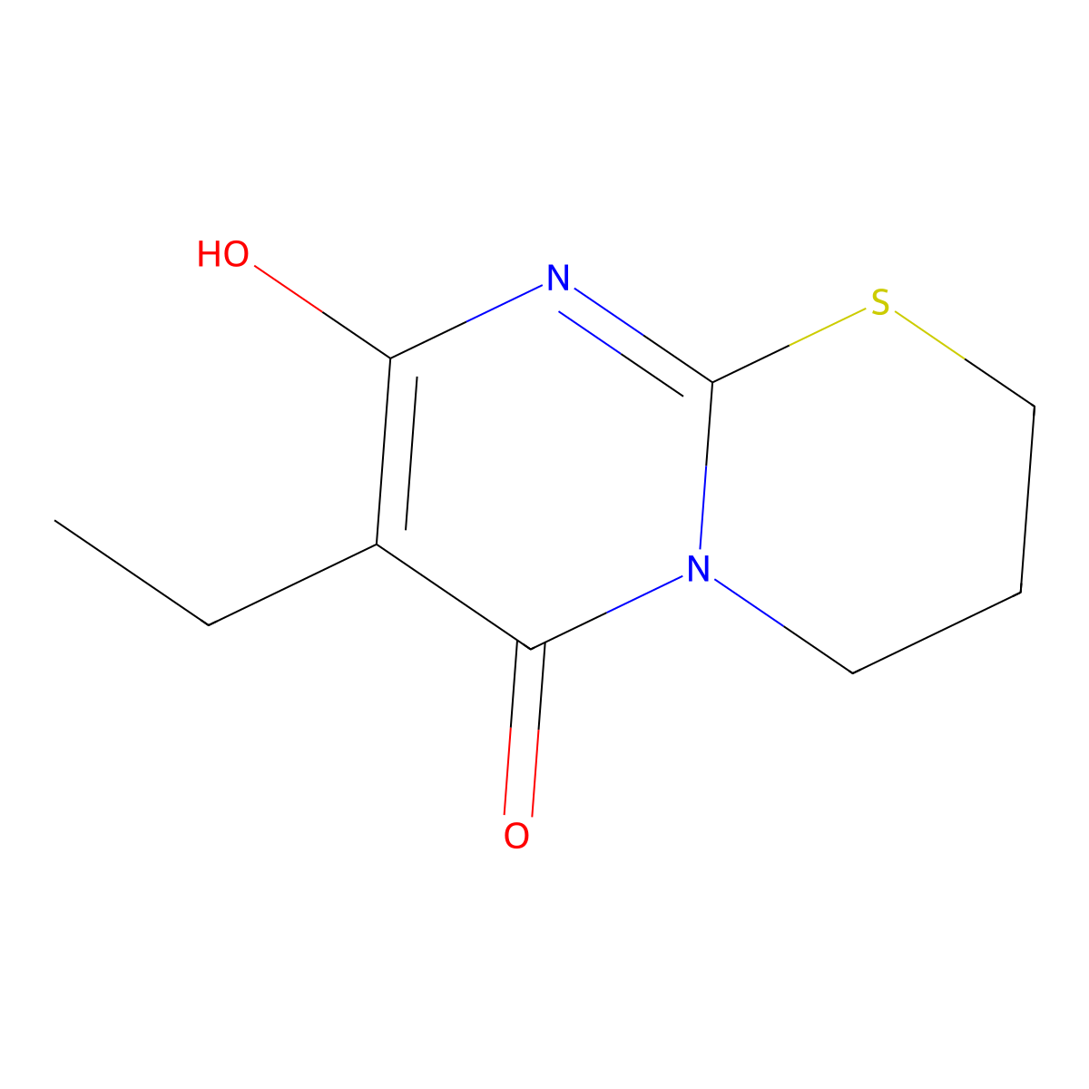 7-ethyl-8-hydroxy-3,4-dihydro-2H,6H-pyrimido[2,1-b][1,3]thiazin-6-one molecular structure, CAS 352343-89-6