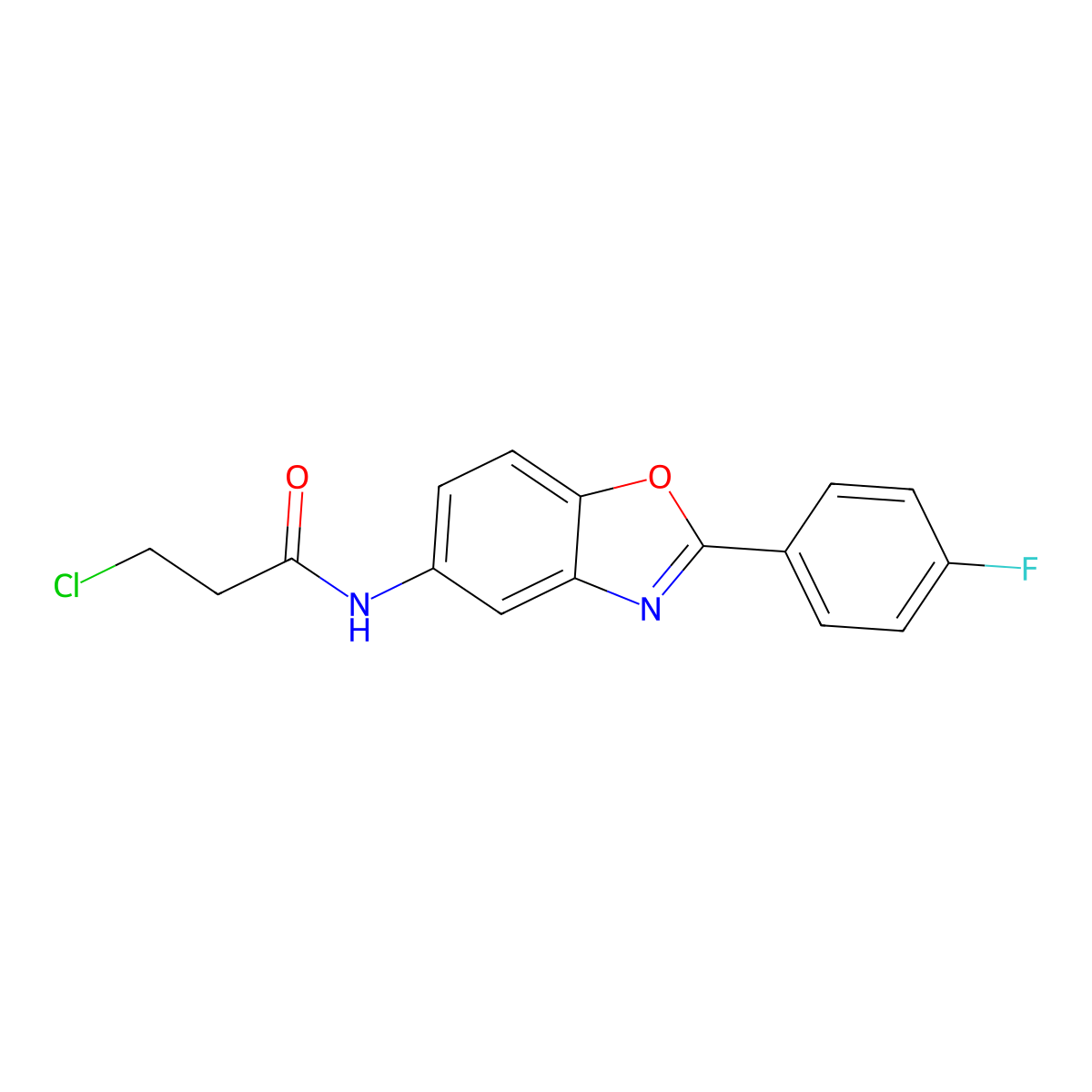 3-chloro-N-[2-(4-fluorophenyl)-1,3-benzoxazol-5-yl]propanamide molecular structure, CAS 352344-21-9