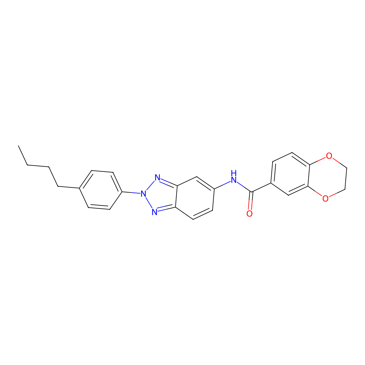 N-[2-(4-butylphenyl)-2H-1,2,3-benzotriazol-5-yl]-2,3-dihydro-1,4-benzodioxine-6-carboxamide molecular structure, CAS 352344-59-3