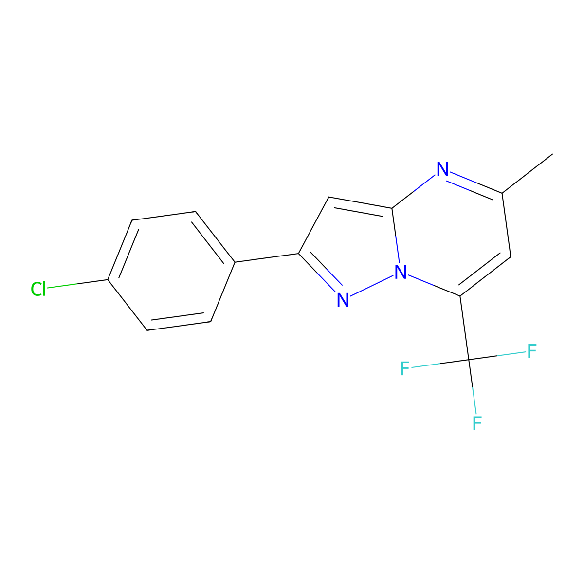 2-(4-Chlorophenyl)-5-methyl-7-(trifluoromethyl)pyrazolo[1,5-a]pyrimidine molecular structure, CAS 352344-65-1