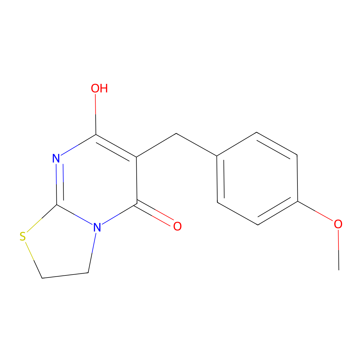 7-Hydroxy-6-(4-methoxybenzyl)-2H-thiazolo[3,2-a]pyrimidin-5(3H)-one molecular structure, CAS 352345-44-9