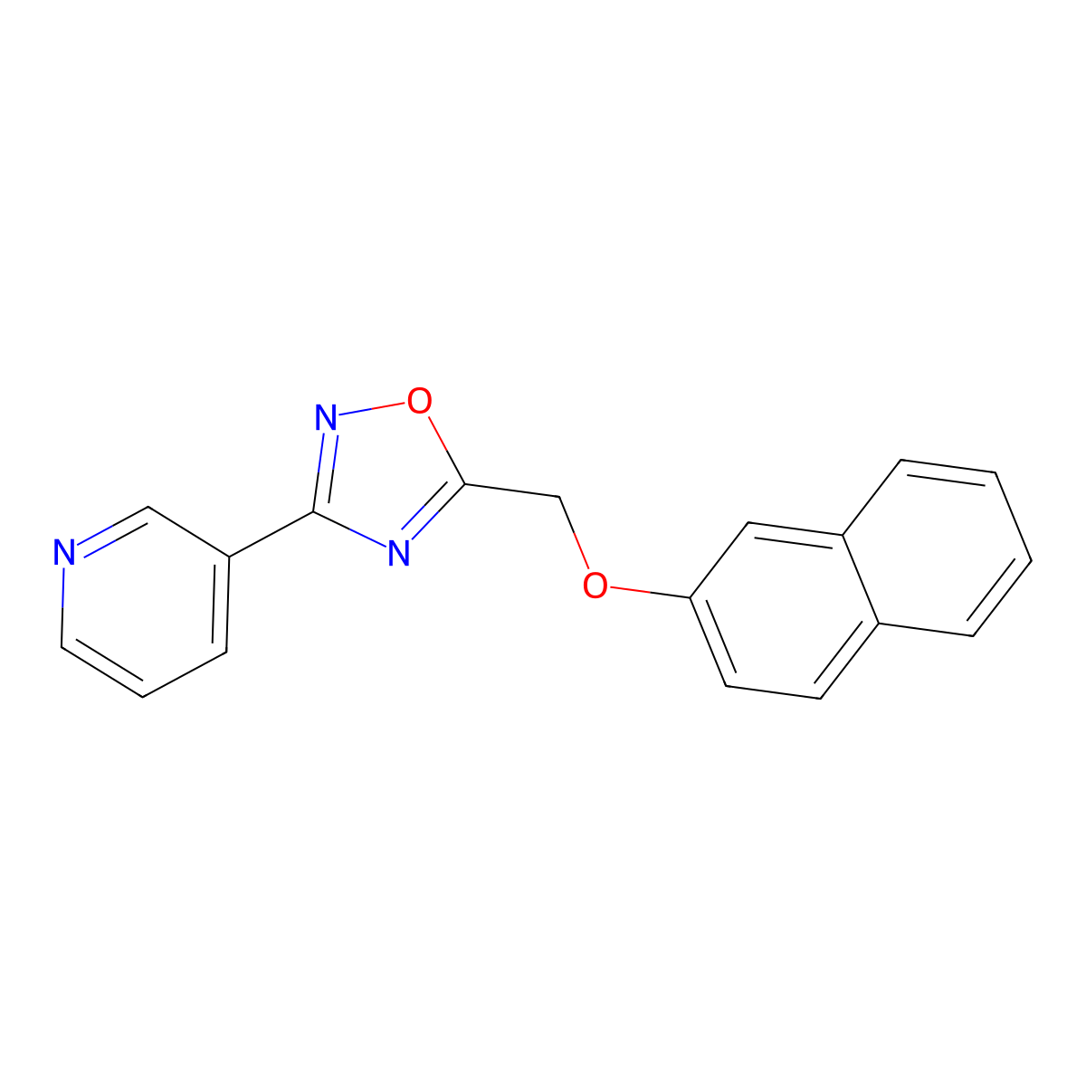 5-(Naphthalen-2-yloxymethyl)-3-pyridin-3-yl-1,2,4-oxadiazole molecular structure, CAS 352346-41-9