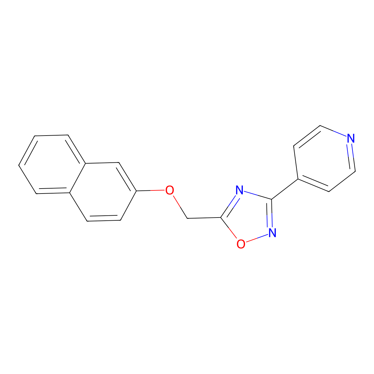 5-(Naphthalen-2-yloxymethyl)-3-pyridin-4-yl-1,2,4-oxadiazole molecular structure, CAS 352346-43-1