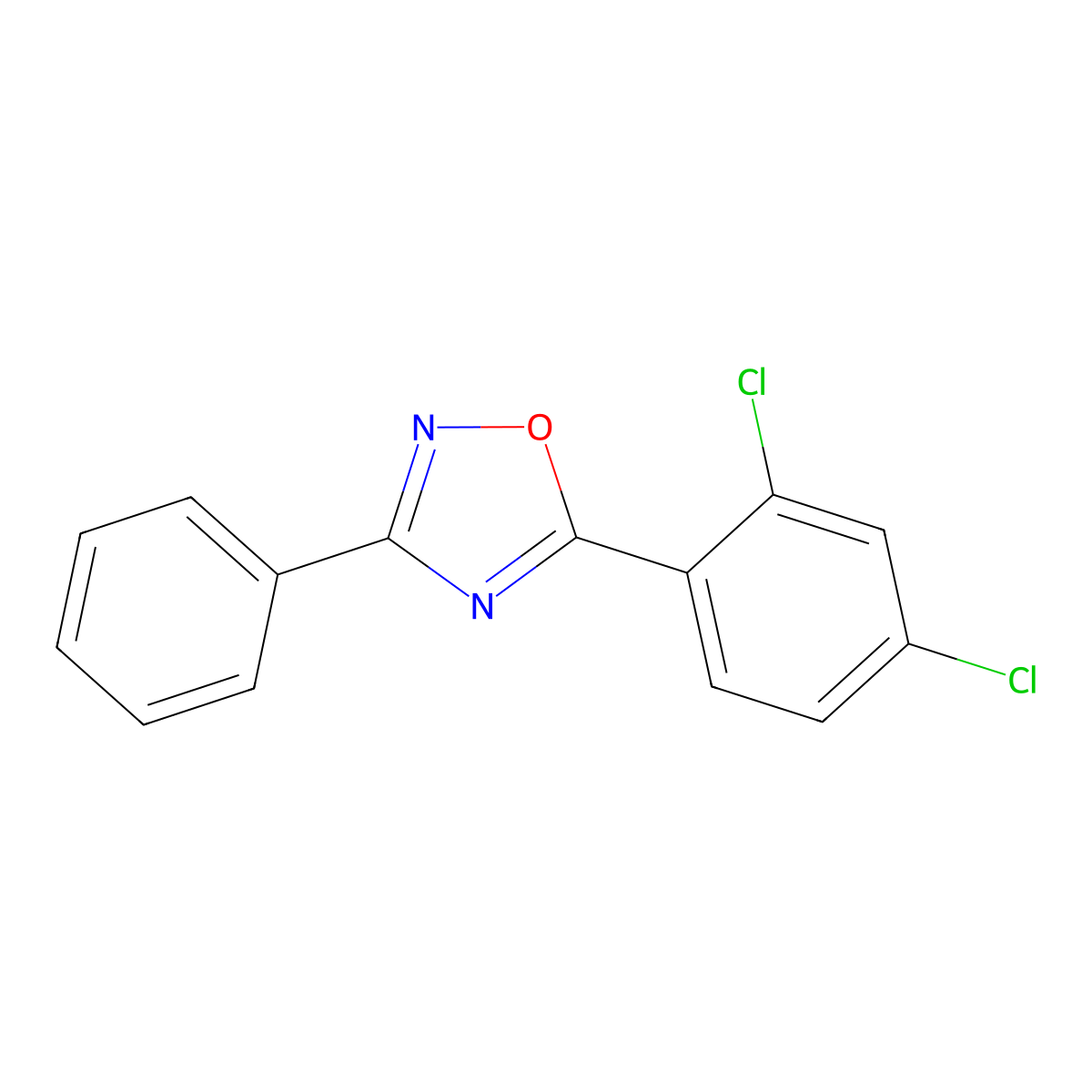 5-(2,4-Dichlorophenyl)-3-phenyl-1,2,4-oxadiazole molecular structure, CAS 352346-46-4