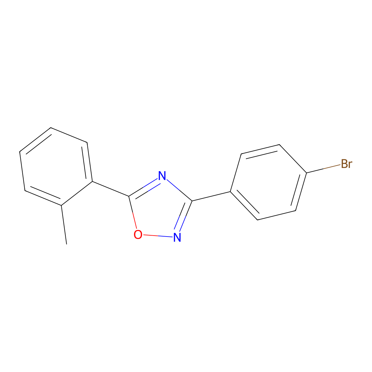 3-(4-Bromophenyl)-5-(2-methylphenyl)-1,2,4-oxadiazole molecular structure, CAS 352346-50-0