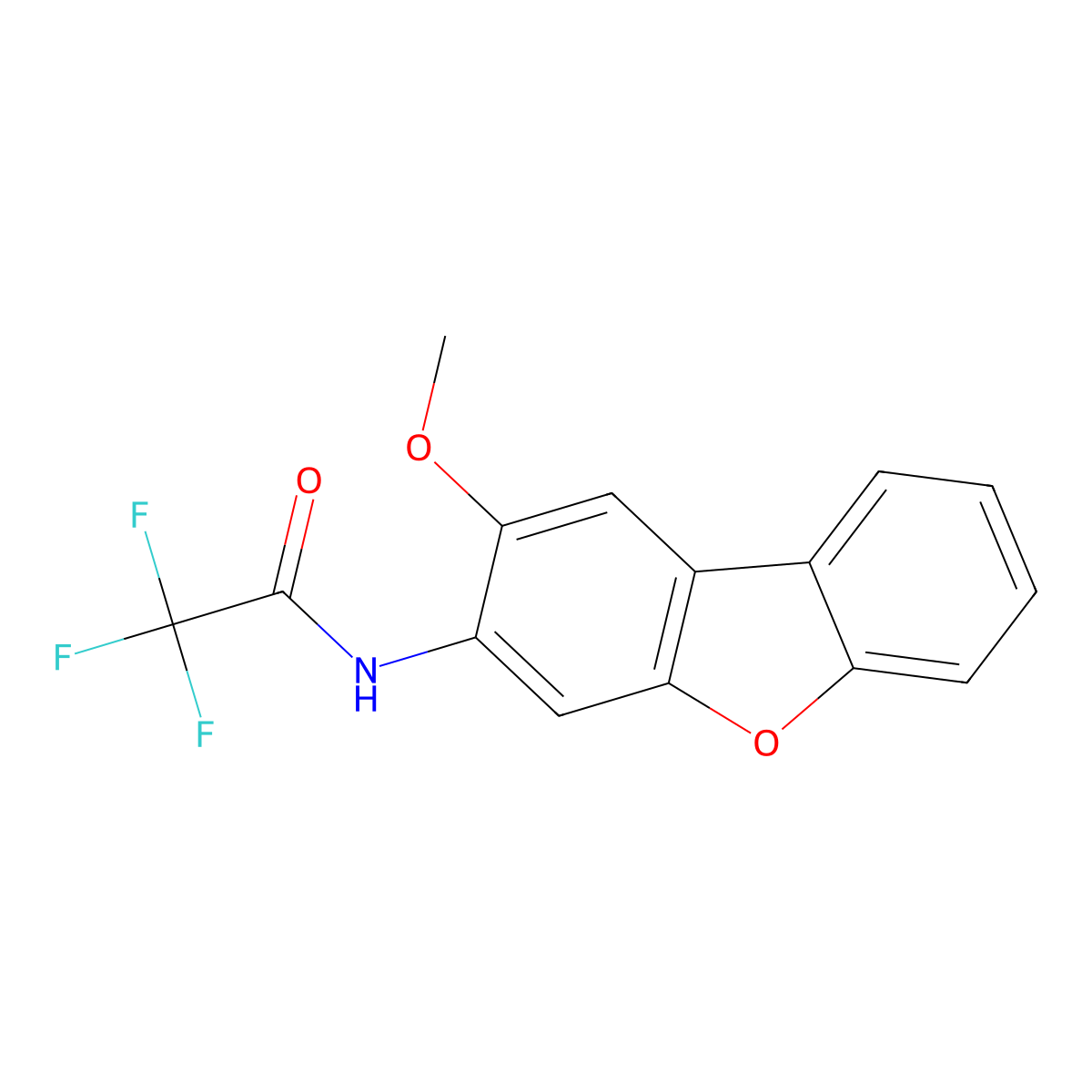 2,2,2-trifluoro-N-(2-methoxydibenzofuran-3-yl)acetamide molecular structure, CAS 352346-57-7