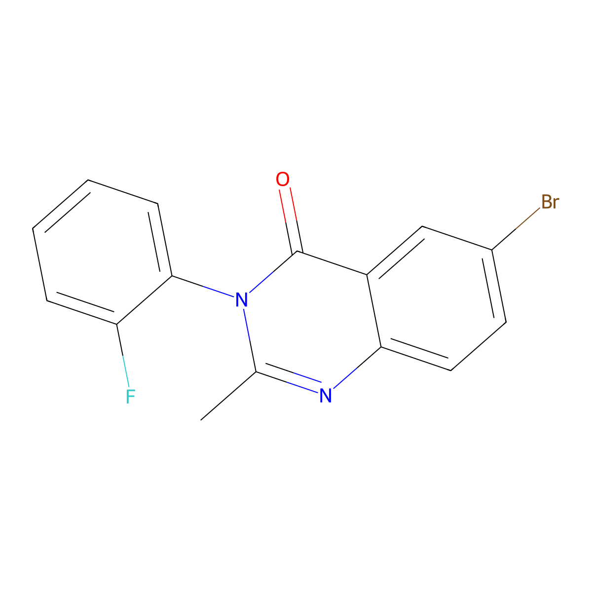 6-Bromo-3-(2-fluorophenyl)-2-methylquinazolin-4-one molecular structure, CAS 352346-59-9