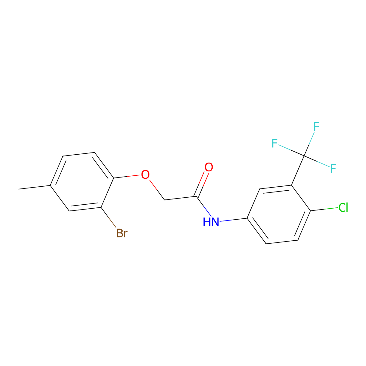 2-(2-bromo-4-methylphenoxy)-N-[4-chloro-3-(trifluoromethyl)phenyl]acetamide molecular structure, CAS 352347-25-2