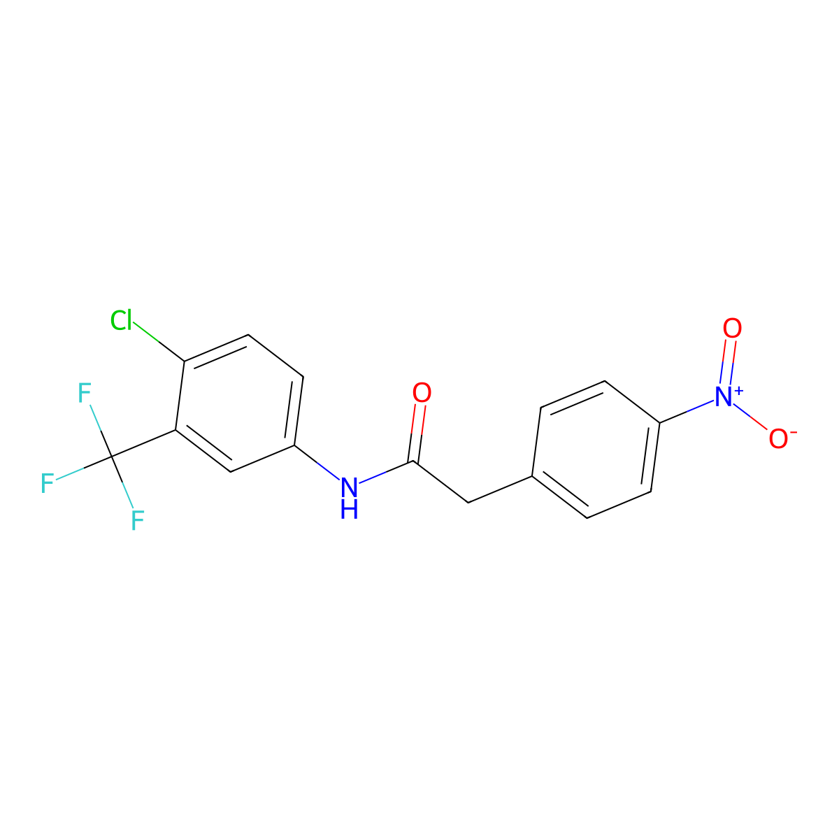 N-[4-chloro-3-(trifluoromethyl)phenyl]-2-(4-nitrophenyl)acetamide molecular structure, CAS 352347-27-4