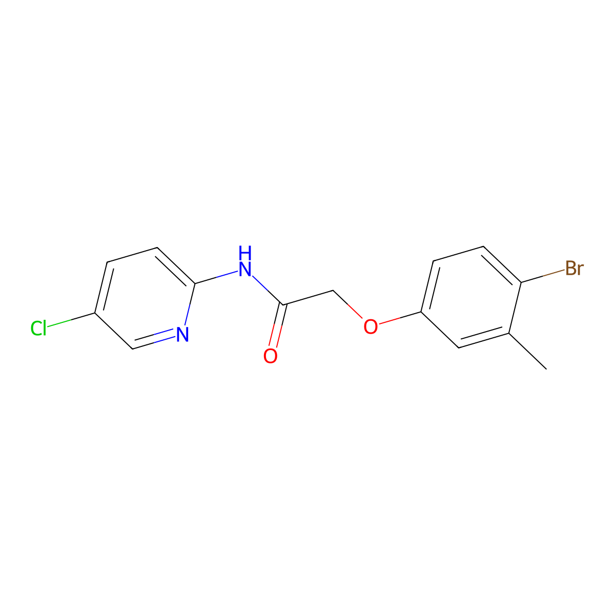 2-(4-bromo-3-methylphenoxy)-N-(5-chloropyridin-2-yl)acetamide molecular structure, CAS 352347-63-8