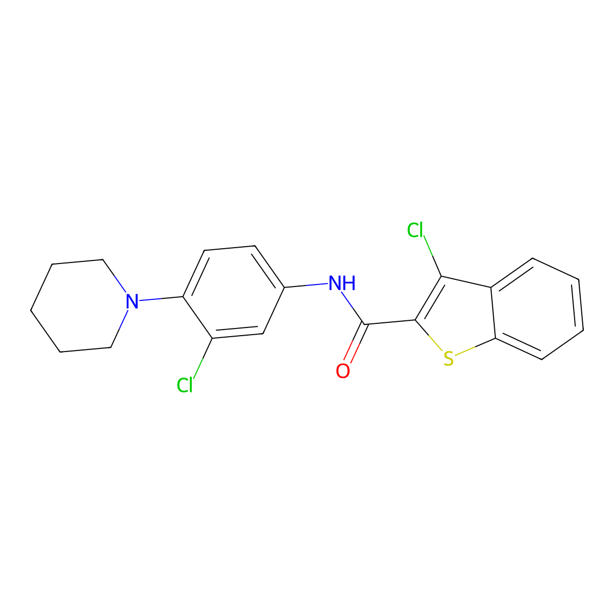 3-chloro-N-(3-chloro-4-piperidin-1-ylphenyl)-1-benzothiophene-2-carboxamide molecular structure, CAS 352347-94-5