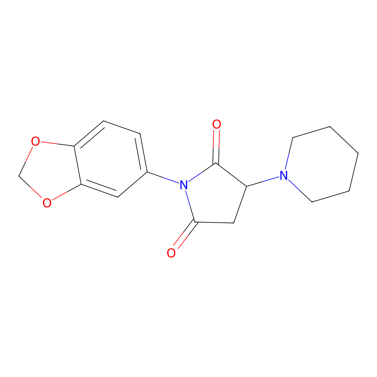 1-(1,3-benzodioxol-5-yl)-3-piperidinodihydro-1H-pyrrole-2,5-dione molecular structure, CAS 352348-40-4