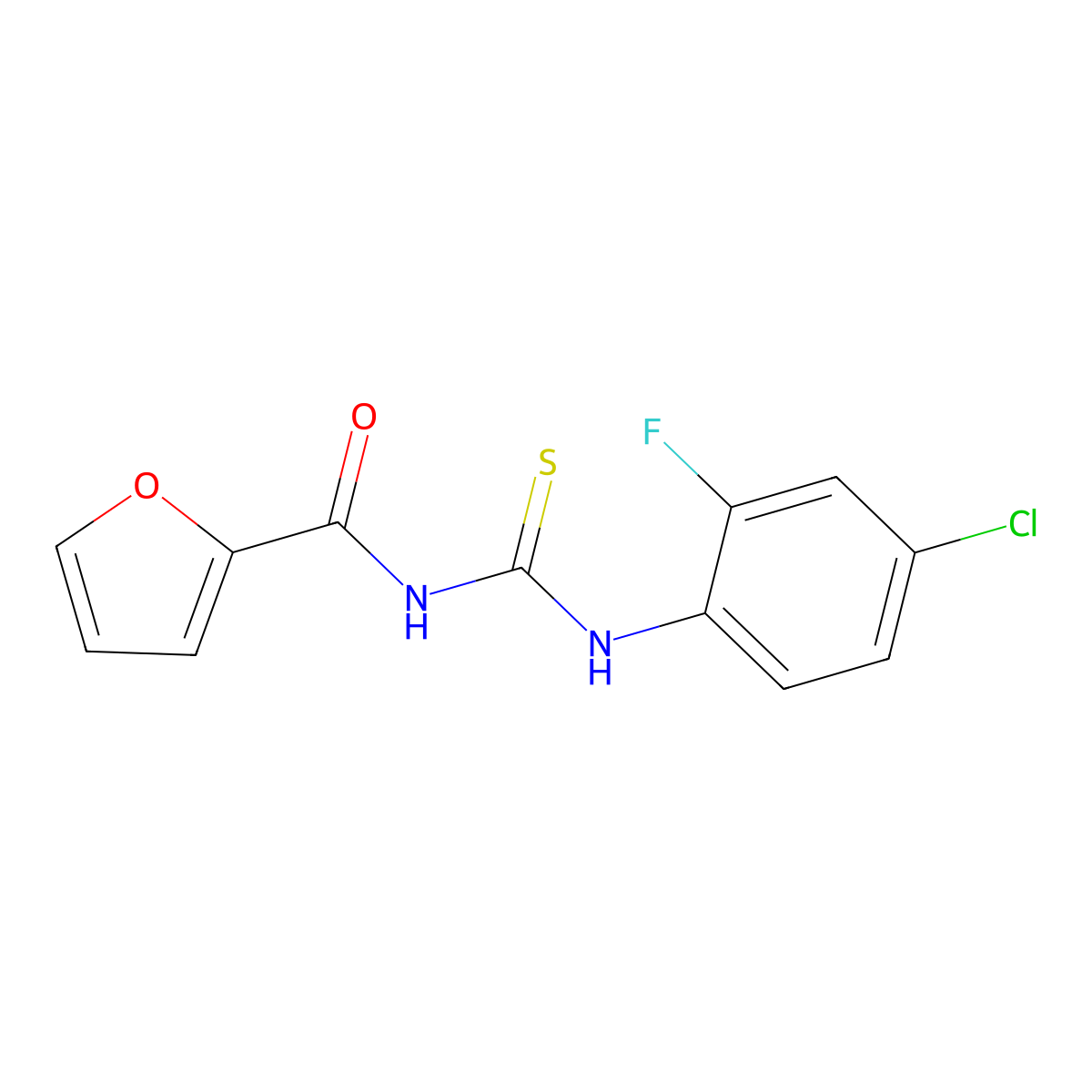 N-[(4-chloro-2-fluorophenyl)carbamothioyl]furan-2-carboxamide molecular structure, CAS 352348-57-3