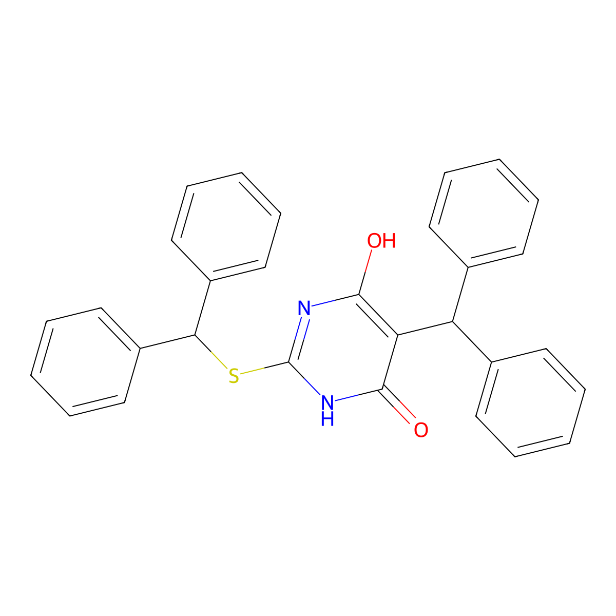 5-benzhydryl-2-benzhydrylsulfanyl-4-hydroxy-1H-pyrimidin-6-one molecular structure, CAS 352349-47-4