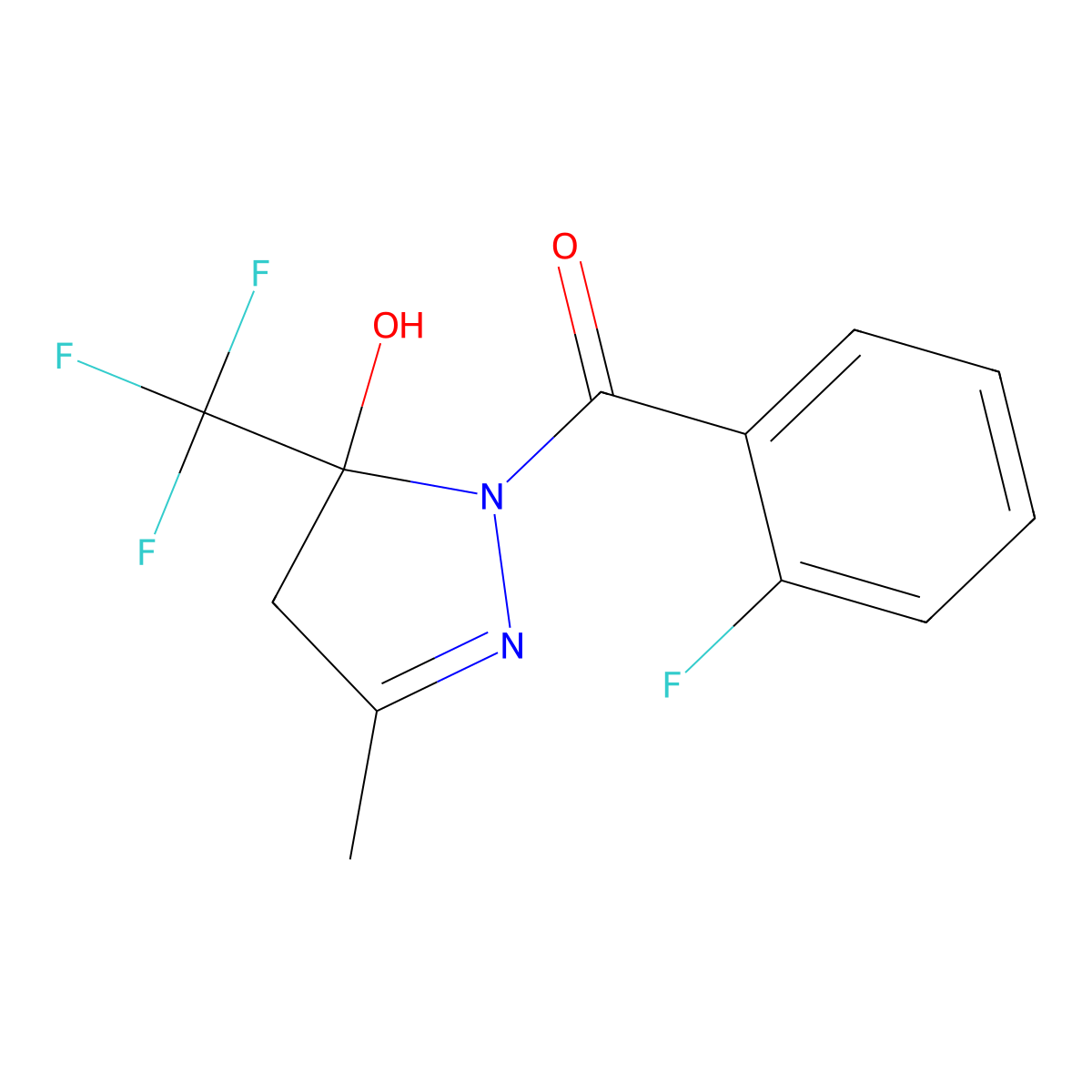 1-(2-fluorobenzoyl)-3-methyl-5-(trifluoromethyl)-4,5-dihydro-1H-pyrazol-5-ol molecular structure, CAS 352349-81-6