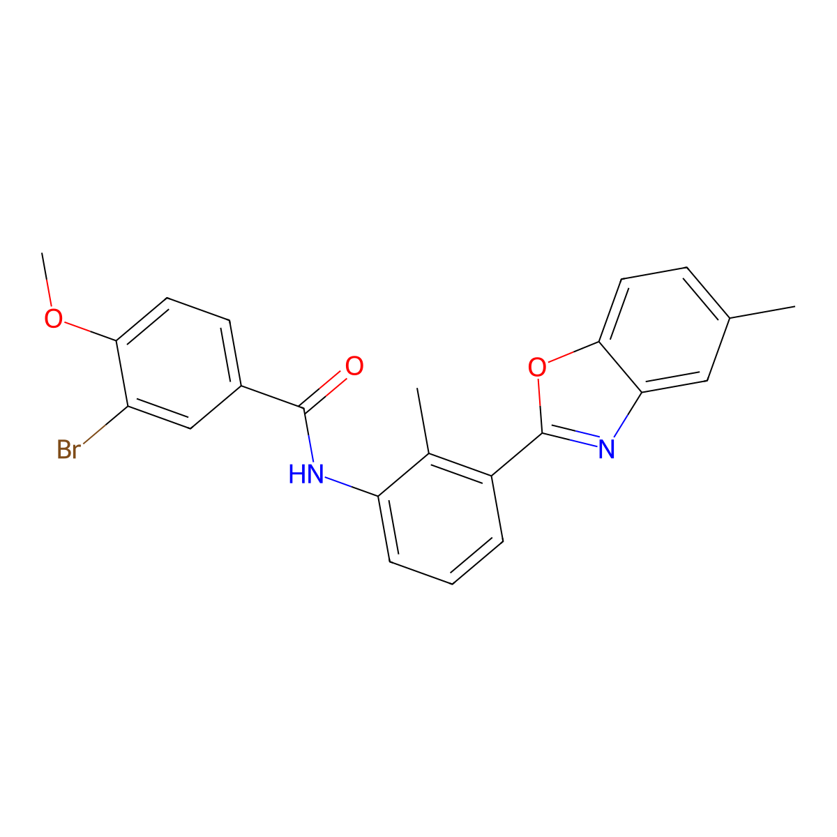 3-bromo-4-methoxy-N-[2-methyl-3-(5-methyl-1,3-benzoxazol-2-yl)phenyl]benzamide molecular structure, CAS 352350-22-2