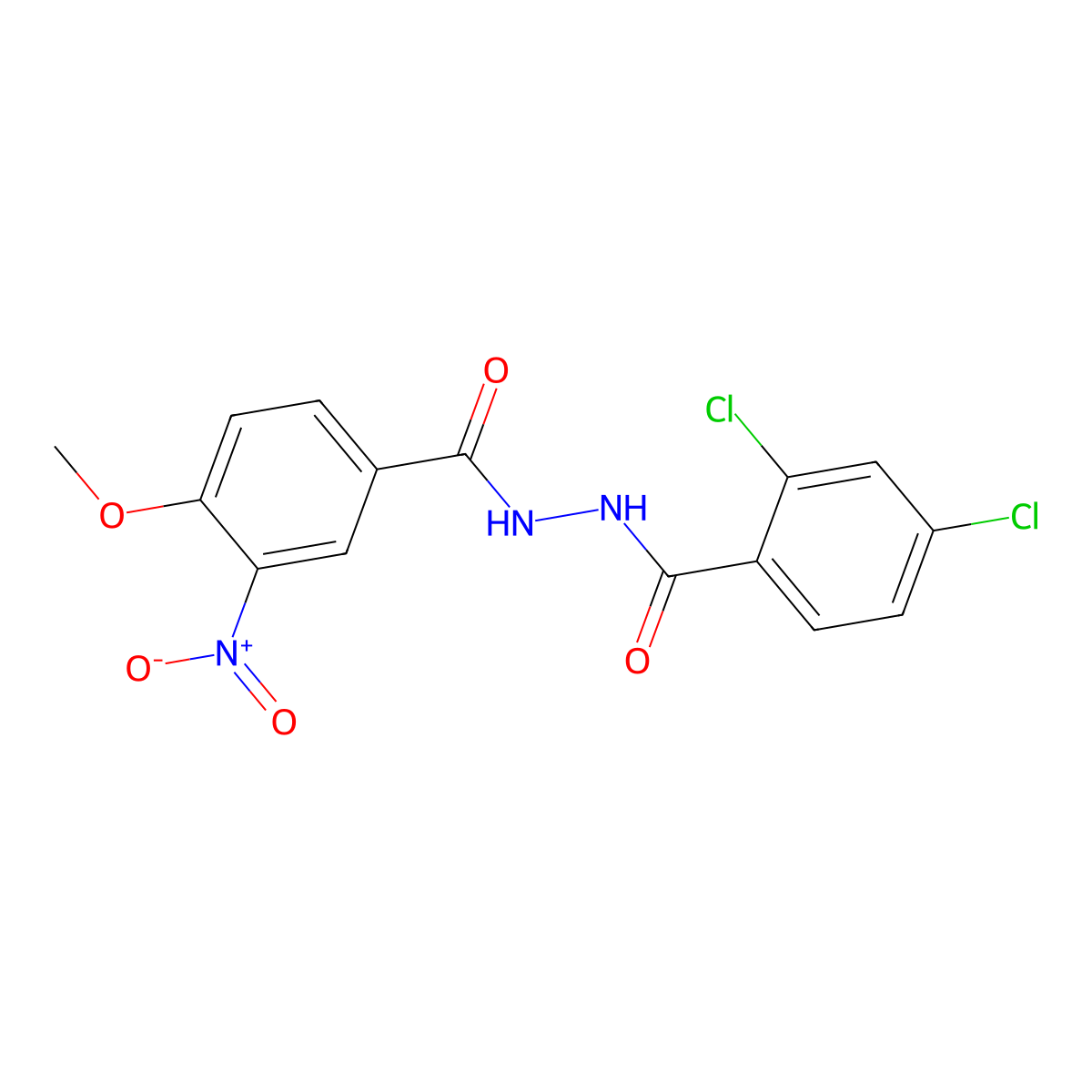 N'-(2,4-dichlorobenzoyl)-3-nitro-4-methoxybenzohydrazide molecular structure, CAS 352350-53-9