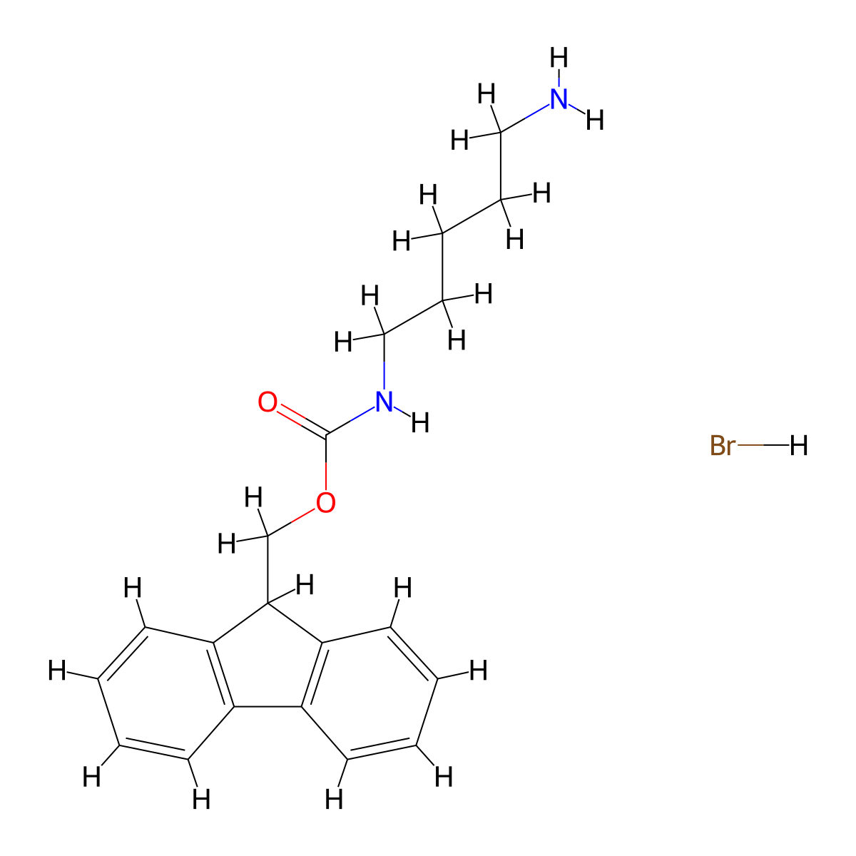 (9H-Fluoren-9-yl)methyl (5-aminopentyl)carbamate--hydrogen bromide (1/1) molecular structure, CAS 352351-57-6