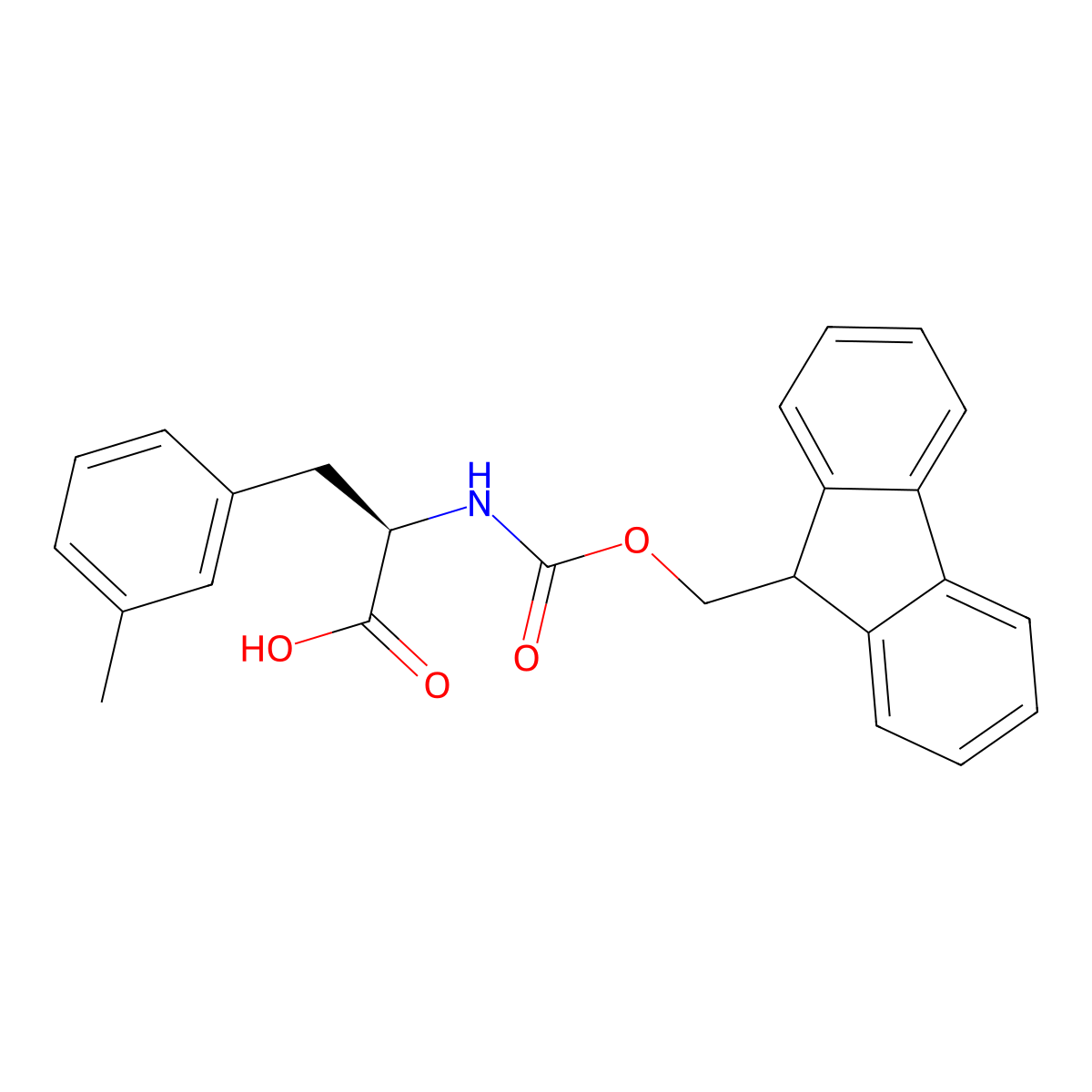 (R)-2-((((9H-Fluoren-9-yl)methoxy)carbonyl)amino)-3-(m-tolyl)propanoic acid molecular structure, CAS 352351-64-5