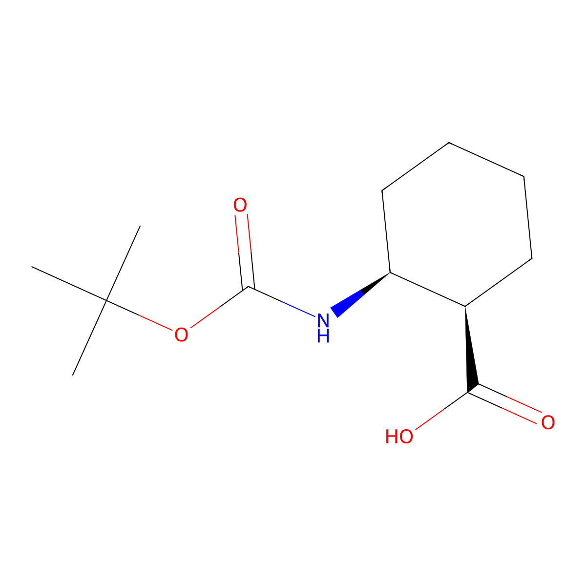 cis-2-((tert-Butoxycarbonyl)amino)cyclohexanecarboxylic acid molecular structure, CAS 352356-38-8