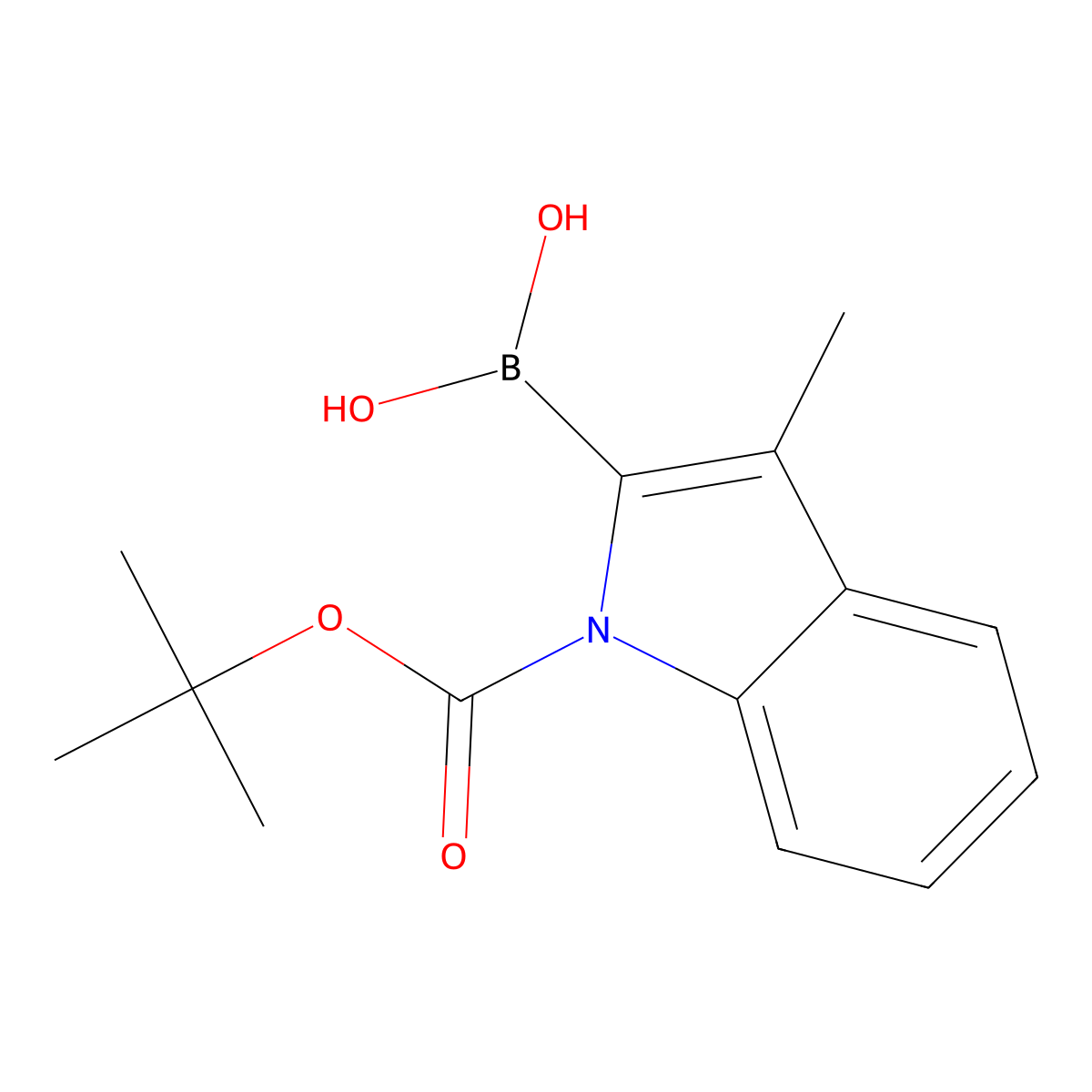 1-(tert-Butoxycarbonyl)-3-methyl-1H-indole-2-boronic acid molecular structure, CAS 352359-20-7